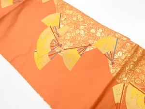 リサイクル　扇にヱ霞・萩模様織出し名古屋帯